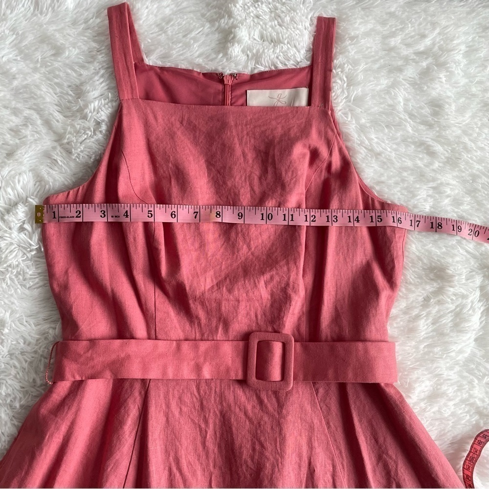 Gal Meets Glam | Ruth Belted Fit & Flare Dress in Rosemist,  linen blend, 10P - Picture 5 of 15